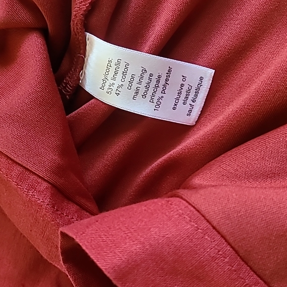 Like New Maurices Cotton Linen-Blend Button Front Dress Rusty Red Brown Size 1x - Picture 11 of 12